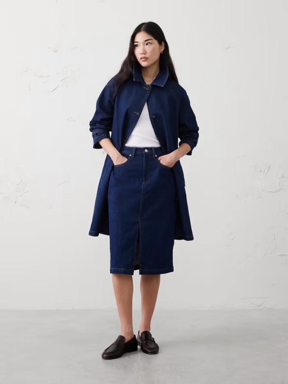 banana republic factory denim pencil skirt